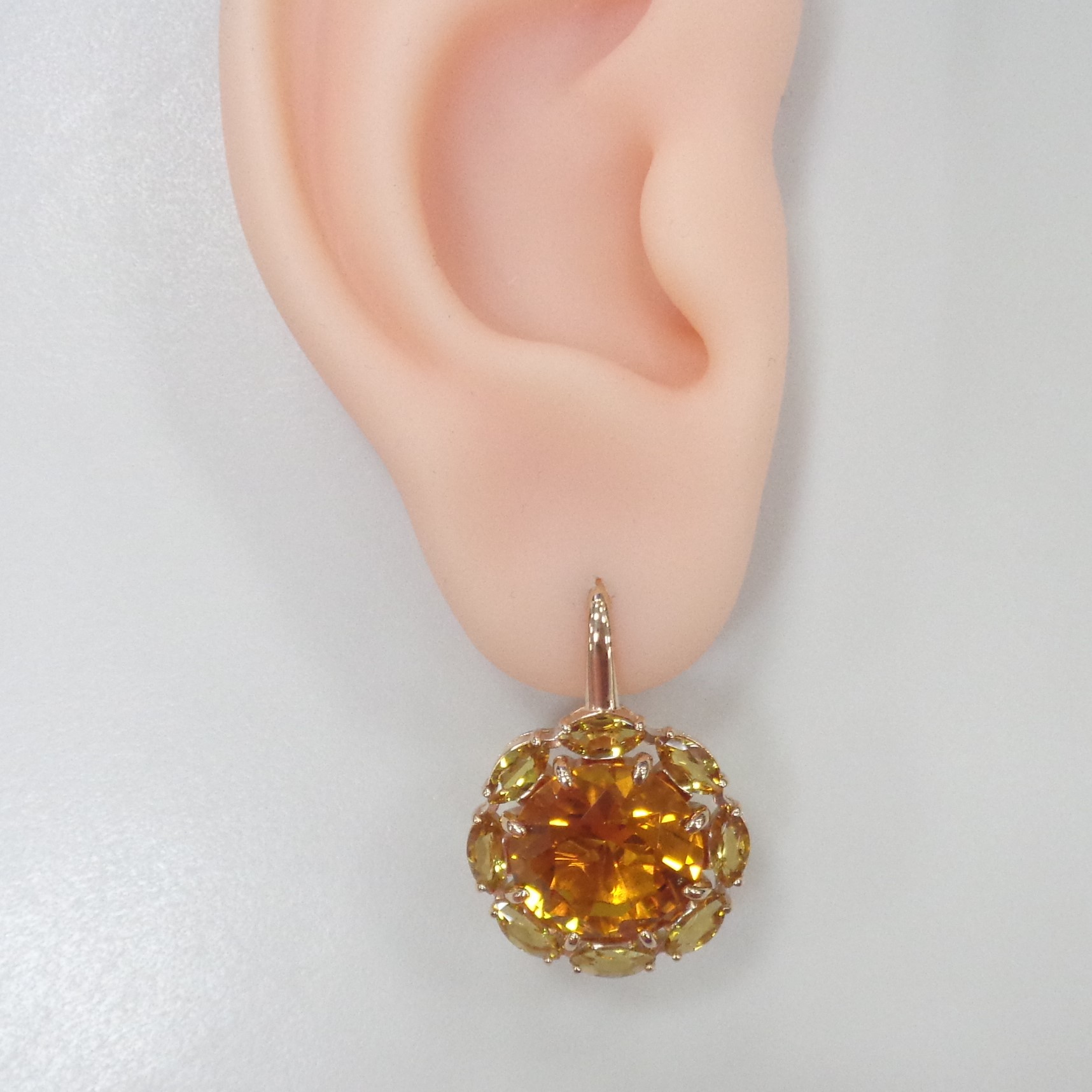 Серебряные серьги с цитринами